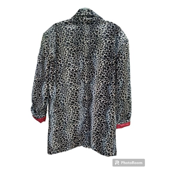 Vtg 80s Leopard Print Faux Fur Mob Wife Party Preppy Lined Medium Coat Pockets - Picture 2 of 11